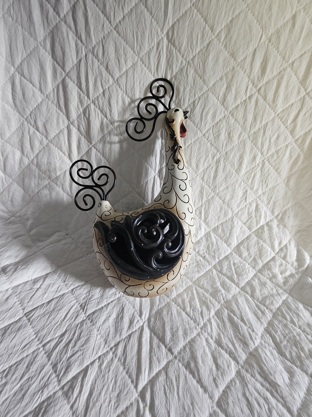 Decorative Rooster  in Cream and Black